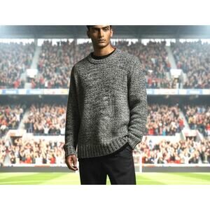 Tommy Bahama Men Size LG Cool Gray Wool Blend Crew Neck Sweater Outdoors Office